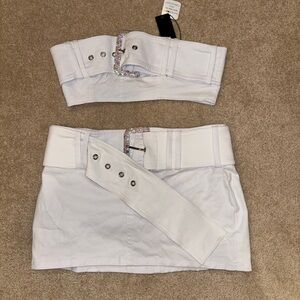 White fashion nova skirt set